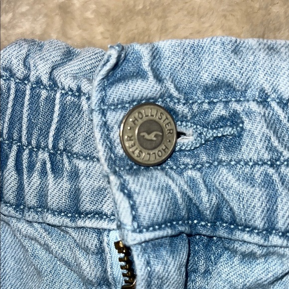 Hollister Blue Jean Shorts Relaxed Fit Elastic Waist - Picture 8 of 11